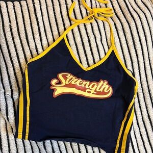 Strength Halter Top - Navy and Yellow